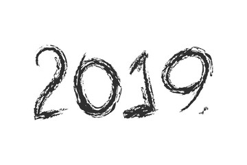 2019 Text hand drawn in brush free hand style