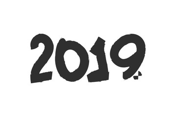 2019 Text hand drawn in brush free hand style