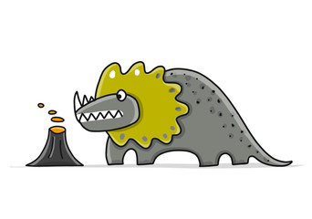 Funny dinosaur, childish style. Sketch for your design