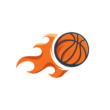 Fire Basketball logo designs template, Fast Flying Ball logo