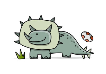 Funny dinosaur, childish style. Sketch for your design