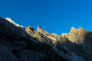 Papier Peint photo Gasherbrum landscape of Karakorum mountain in summer, Khuspang camp, K2 Laila Peak and Gondogoro Glacier