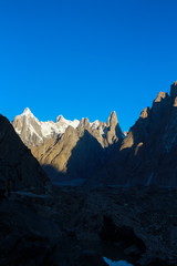 Obraz premium Gasherbrum 4 mountain peak at K2 trekking route along the way to Concordia camp, K2 Base Camp trek, Pakistan