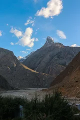 Photo sur Plexiglas Gasherbrum Oasis of green trees on the way to K2 base camp, Trekking along in the Karakorum Mountains in Northern Pakistan, Askole village, Pakistan.