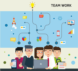 Team working together on a startup business.