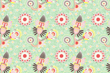 flower seamless pattern, paisley indian design 