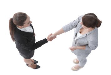 view from the top. two business women talking
