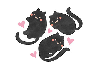 cute cat cartoon illustration design vector watercolor style