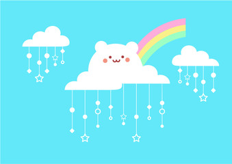 cute sunny blue sky rainbow background