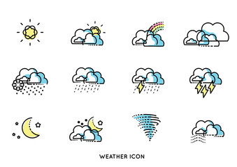 minimal line forecast weather icon vector