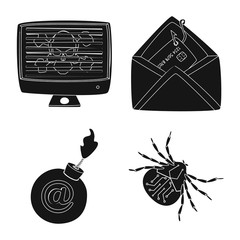 Vector design of virus and secure icon. Set of virus and cyber stock vector illustration.