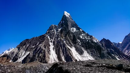 Papier Peint photo Gasherbrum Mitre peak in Karakoram mountain range view from Concordia camp, k2 base camp, Pakistan.