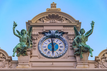 The clock on top of Monaco Grand Casino in Monte Carlo on Place du Casino