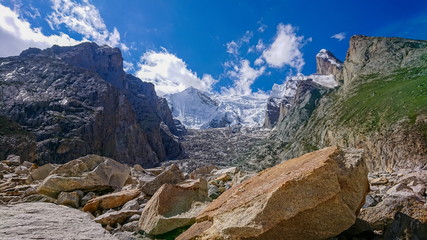 Laila Peak and Gondogoro Glacier, Beautiful landscape of Karakorum mountain in summer, Khuspang camp, K2 trek, Pakistan, Asia