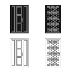 Vector illustration of door and front sign. Set of door and wooden stock vector illustration.