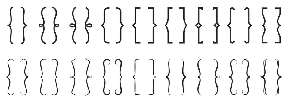 Bracket vector icons. curly line brackets typography symbols cartazes para  a parede • posters estilo, impressão, curva