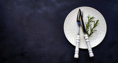 Fototapeta premium Table setting with rosemary