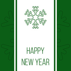 Happy New Year, green greeting card with snowflakes