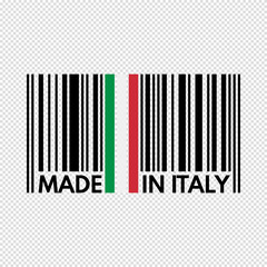 barcode made in italy, vector illustration on transparent background