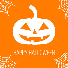 happy halloween, greetings card with pumpkin and spider web