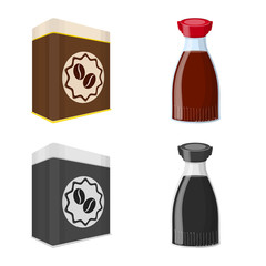 Vector design of can and food logo. Collection of can and package stock symbol for web.