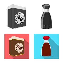 Vector design of can and food icon. Collection of can and package stock symbol for web.