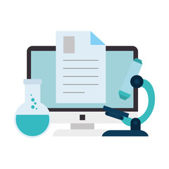 document with computer and tube test