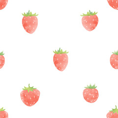Watercolor strawberry vector pattern