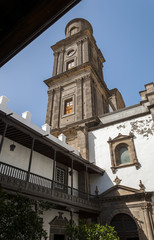 Fototapeta na wymiar Views of the Patio de los Naranjos, Courtyard of the orange trees, in the Cathedral of Santa Ana, in Las Palmas, Canary Islands, Spain, on February 17, 2017