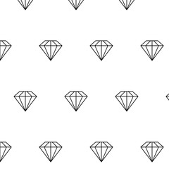 Seamless pattern with diamond. Line diamond vector icon.