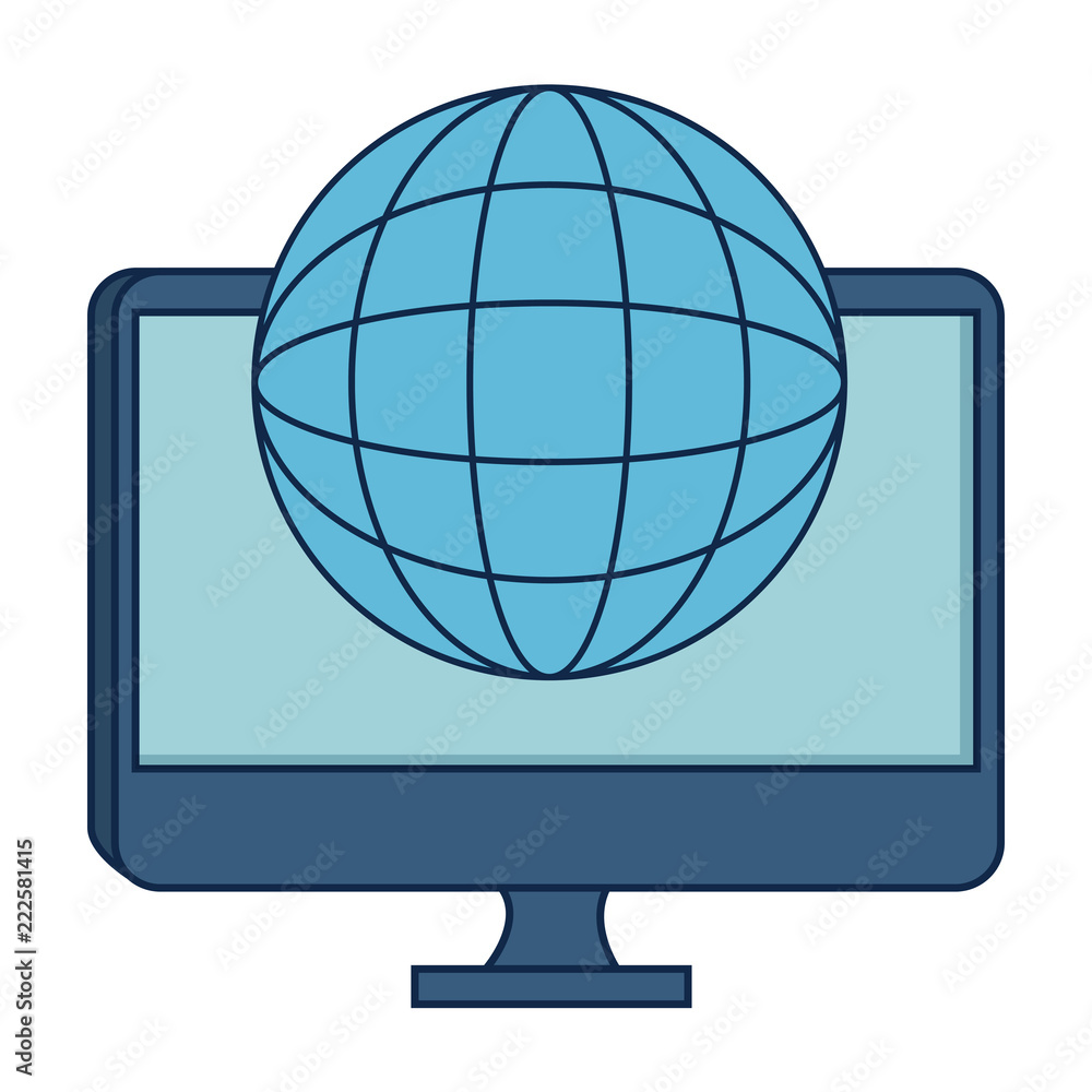 Poster monitor computer with planet