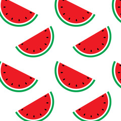 Watermelon seamless pattern. Pattern with watermelon slice. Vector illustration. Vintage illustration.