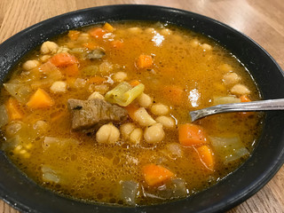 Turkish Food Chickpea Stew with Meat and Vegetables / Etli Nohut.