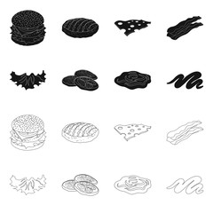 Vector design of burger and sandwich logo. Collection of burger and slice vector icon for stock.