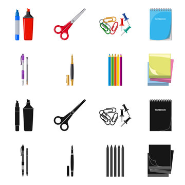 Isolated object of office and supply symbol. Collection of office and school vector icon for stock.