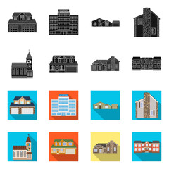 Isolated object of building and front symbol. Collection of building and roof stock symbol for web.