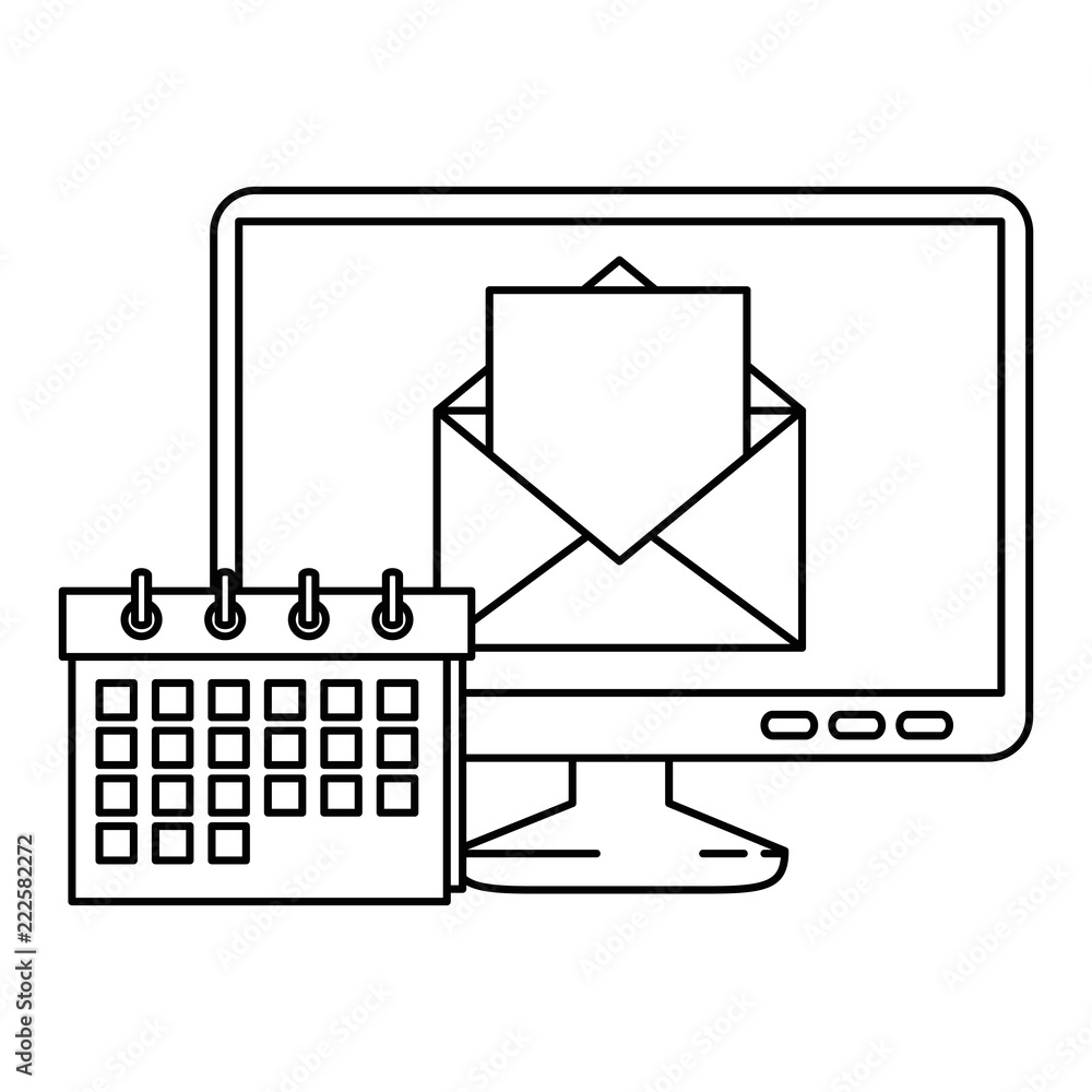 Poster computer with envelope mail and calendar