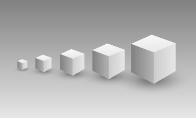 A set of gray or black and white cube box showing growth in business and success vector illustration
