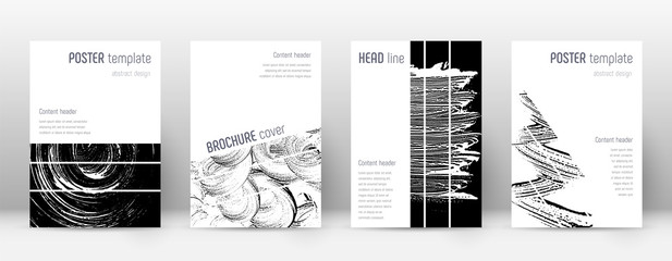 Cover page design template. Geometric brochure layout. Bizarre trendy abstract cover page. Black and