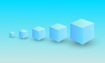 A set of blue cube box showing growth in business and success vector illustration