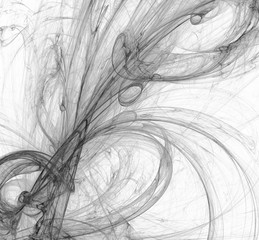 Obraz premium Abstract black and white fractal on white background. Fantasy fractal texture. Digital art. 3D rendering. Computer generated image.