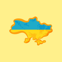 Ukraine - Map colored with Ukrainian flag