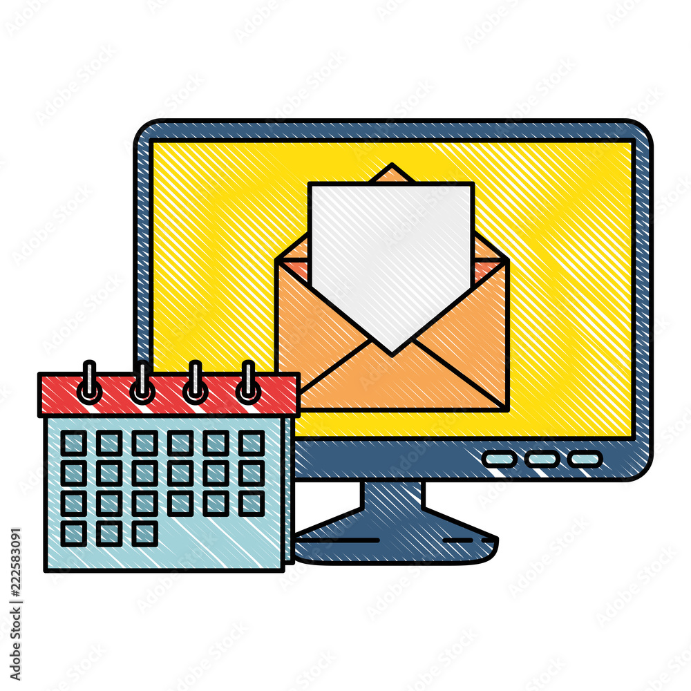 Poster computer with envelope mail and calendar