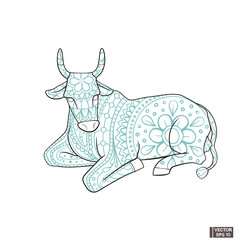 Indian cow in floral patterns.