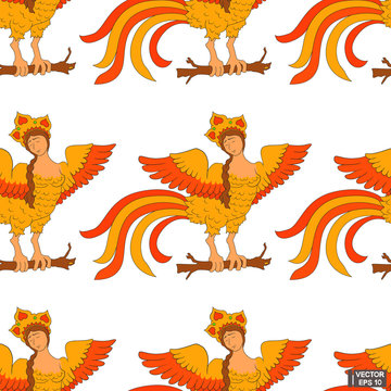 Seamless pattern with syrin bird.