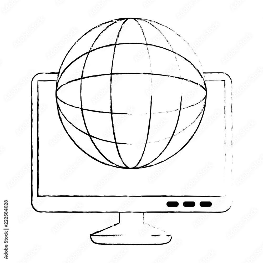 Poster monitor computer with planet