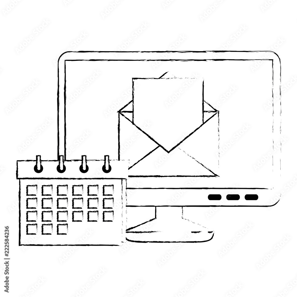 Poster computer with envelope mail and calendar