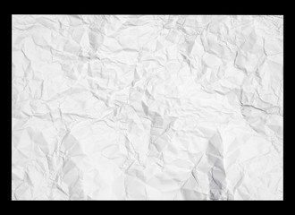 Crumpled paper isolated on black background