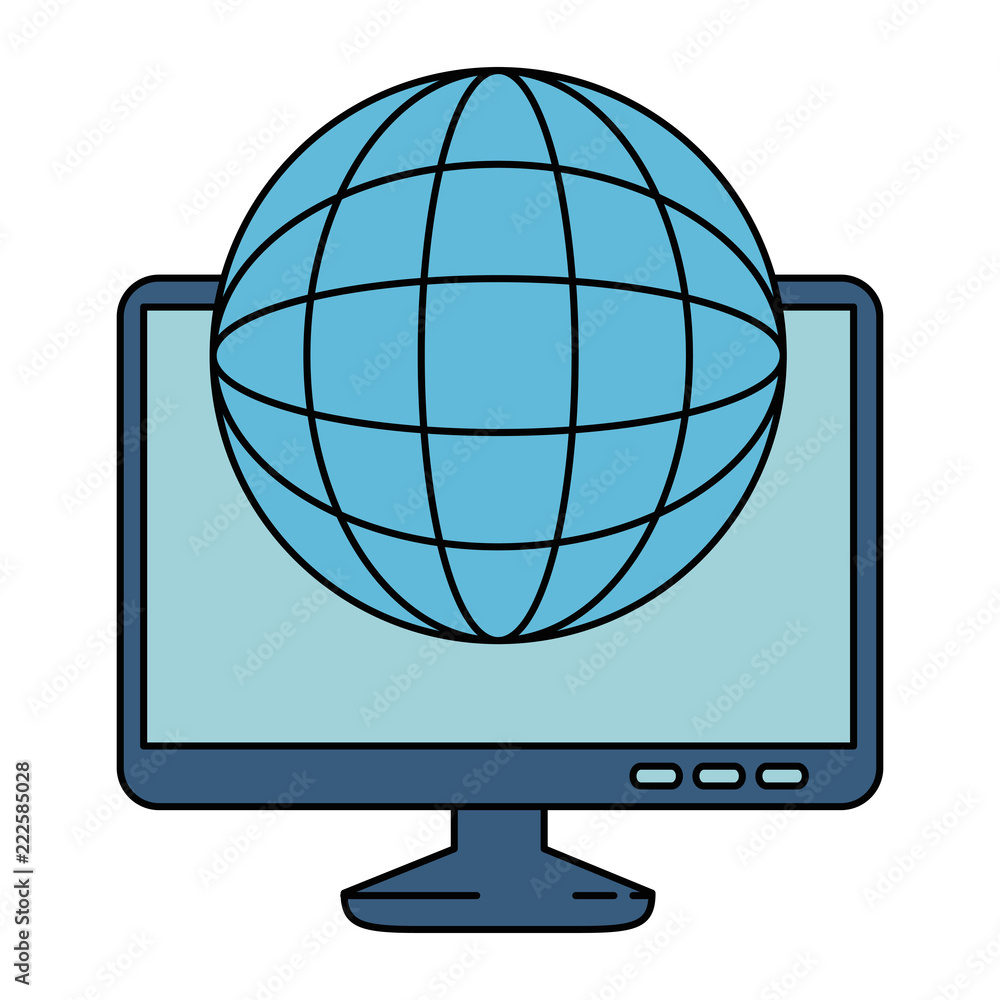 Poster monitor computer with planet