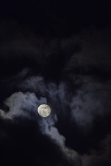Fototapeta premium Full moon in the middle of clouds